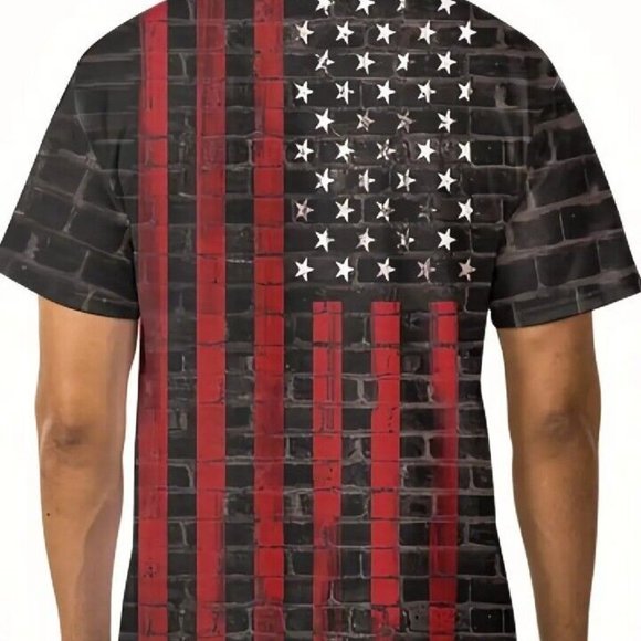 New Flag Pattern T Shirt Men's Casual All Over Print Large - Picture 2 of 5